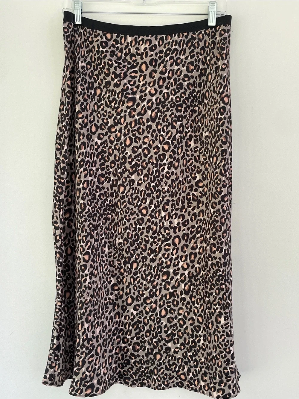 Victoria's Secret Leopard Print Midi Lightweight Slip Skirt in Pink & Black Lg